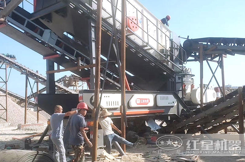 輪胎式移動粉沙一體機現場