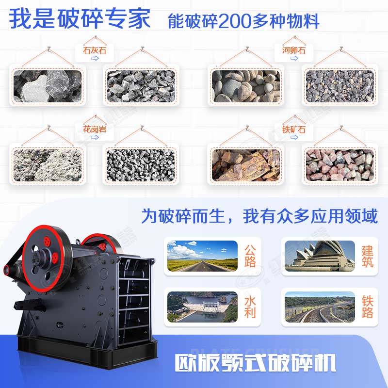 顎式破碎機可破碎200多種礦石物料 顎式破碎機可破碎200多種礦石物料