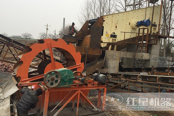 單葉輪水輪洗砂機安裝現場