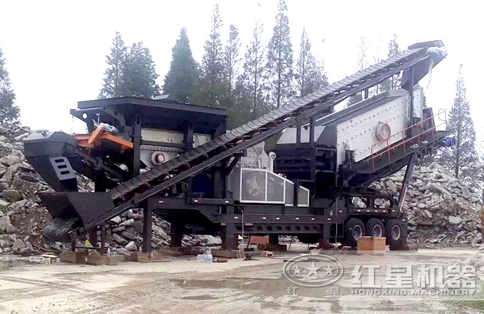 輪胎移動石灰石破碎機