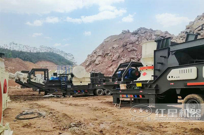 河北石家莊200噸圓錐破移動破碎機生產現場
